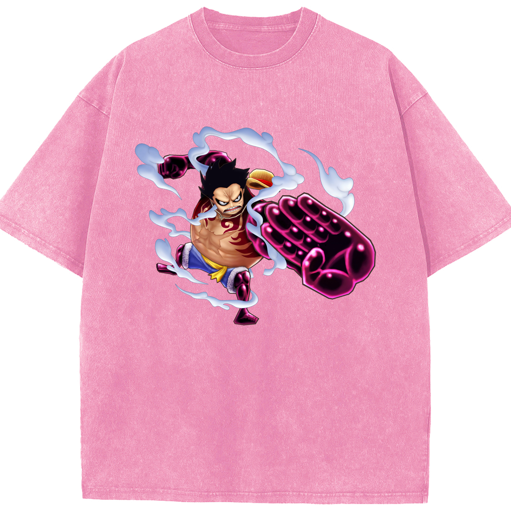 ワンピース モンキー・D・ルフィ ONE PIECE Monkey D. Luffy 綿100% ヴィンテージ風 半袖Tシャツ（フロントプリント）